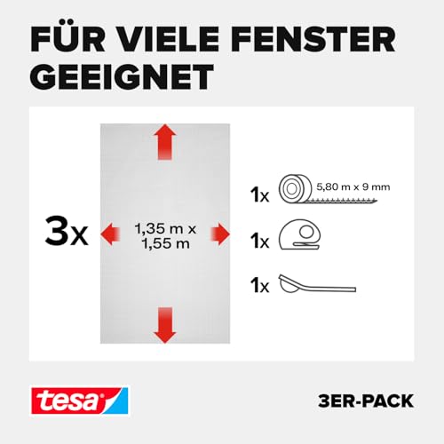 tesa Insect Stop Klett Fliegengitter Premium - 3X 135 cm x 155 cm Anthrazit – Ansicht 3