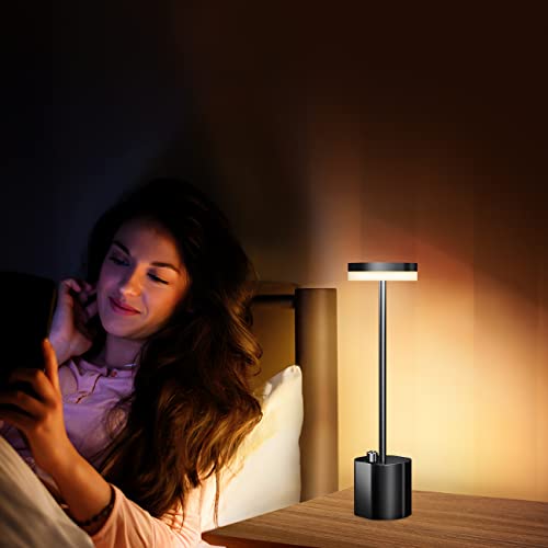 Britier Cordless Lamp, 6000Mah Rechargeable Battery Operated Up To 70H, Stepless Dimming Table Lamp, Rotary Button, Portable Led Desk Light For Restaurant/Dinner/Buffet/Patio/Outdoor, Black. #TOP6