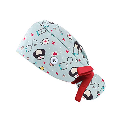 Dressin Op Haube Unisex Krankenschwestern Zahnärzten Medizinischem Personal Hat Op-Kopfbedeckung Aufdruck Chirurgische Hut Verstellbar Cap One Size Fluffy Turban Hat Cover