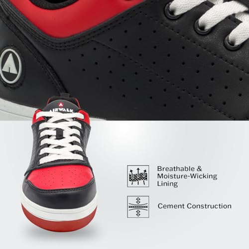 Airwalk Arena Low Top Composite Toe Men’s Industrial Work Shoes, Black/Red, Size 9.5, Wide, Comfortable & Light Work Shoes for Men, Electric Hazard, Slip Resistant2