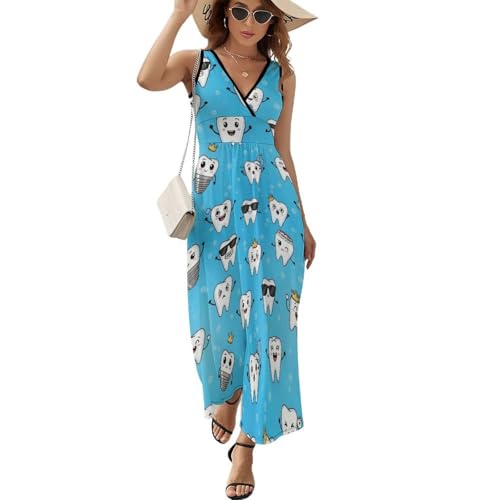 AKNJFLSSN Summer Casual Wrap Sleeveless Tooth Sunglasses Dentist Dental Blue