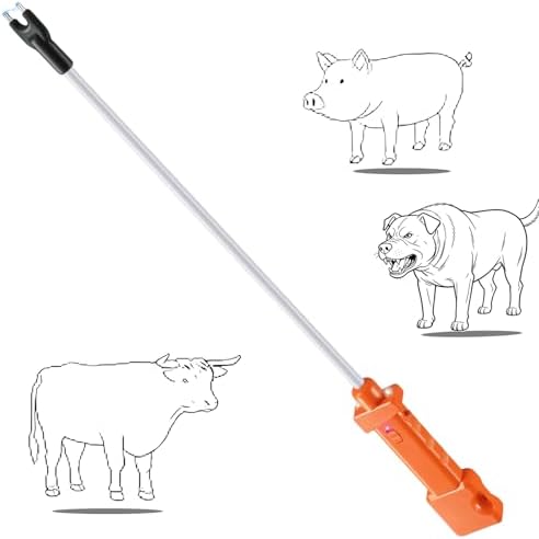 Cattle Prod, Rechargeable Electric Livestock Prod with 2 LED Lights, Waterproof Animal Prod for Livestock Management and Farm Ranch Herding, Cattle Prod with Flexible Shaft for Cows, Hogs, Dogs, Goats
