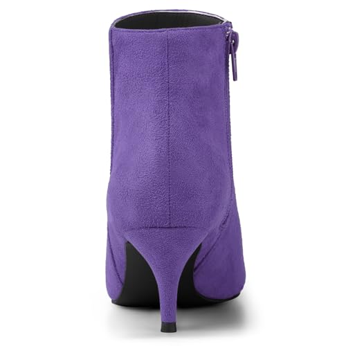 Allegra K Women's Pointed Toe Zip Stiletto Kitten Heel Ankle Booties3