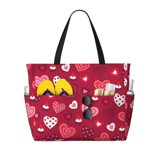 Sac fourre-tout avec poignées et coeurs d'amour, le cadeau de Saint-Valentin idéal pour elle