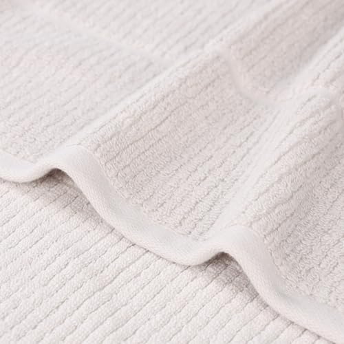 Superior Ultra Soft Quick Dry Absorbent Cotton Blend Towel Set for Bathroom, Bath Essentials, Ribbed Design Milo Towel, Bath Towels, Set of 2, Silver by SUPERIOR - Image 3