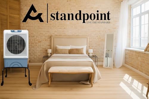 Image of StandPoint | Iron Cooler Trolley Stand | Black | 100kg Load Capacity | Heavy Bush Wheels for Smooth Mobility | Rust-Resistant | Easy Fit | Made in India