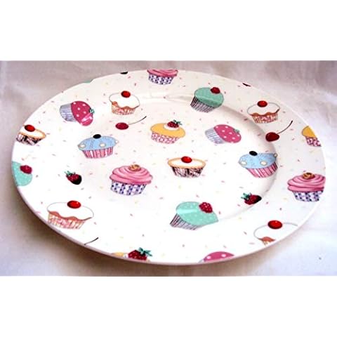 fromeuropewithlove, Heritage Fairy Cupcakes Plates 10.5" Set of Six Fine Bone China Cupcakes Dinner Plates Hand Decorated in UK Cover
