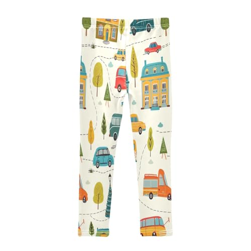 Toddler Girls Leggings Printed Yoga Pants Leggings Blue Car Yellow House for Kids2