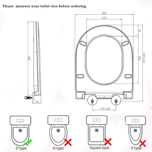Abattant WC forme en D rigide avec fixation supérieure