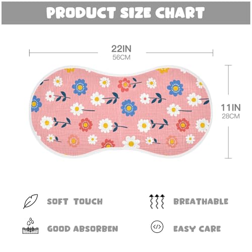Little Fresh Peach Cute Flowers Cotton Burp Towels for Baby Soft and Absorbent Cloths spit up rag for Unisex Babies Set of 2, 22x11in4