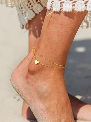 ChainsPro Tobilleras Mujer Corazón pulseras finas con acabados de alta joyería y estuche 7