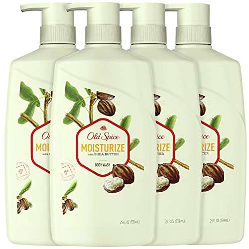 Old Spice Body Wash for Men, Moisturize with Shea Butter, 25 Ounce (Pack of 4)