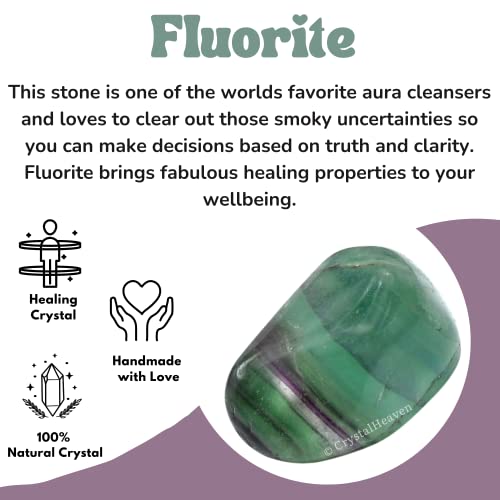 Image of Certified Fluorite Crystal Healing Tumbled Stone, Natural Polished Crystals for DIY Crafts, Manifestation, Meditation, Pooja Feng Shui and Reiki Healing (30 Grams)