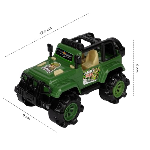 Image of Asian Army Jeep Car Toy for Kids | Push & Go Off-Road Vehicle with Big Durable Wheels & Shockproof Body | Army-Themed Adventure Car Toy for Boys & Girls | 3+ Years