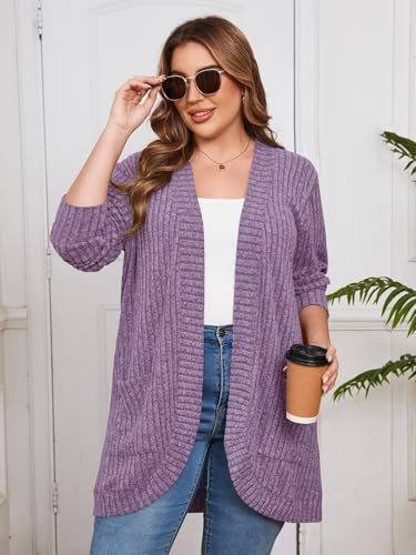 Image of BELAROI Women Plus Size Cardigan Sweater Fall Outfit