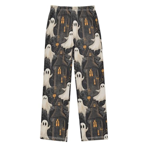 Boys' Pants Halloween Spider Ghosts House Long Bottoms Jogger Pants Elastic Waist Trousers with Pockets S-XL