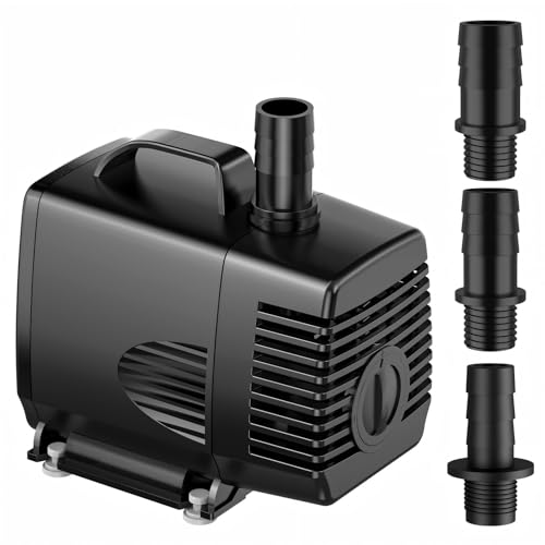 Image of 550GPH Submersible Pump 50W Ultra Quiet Fountain Water Pump, 2500L /H, with 8.2ft High Lift, 3 Nozzles for Aquarium, Fish Tank, Pond, Hydroponics, Statuary(Black)