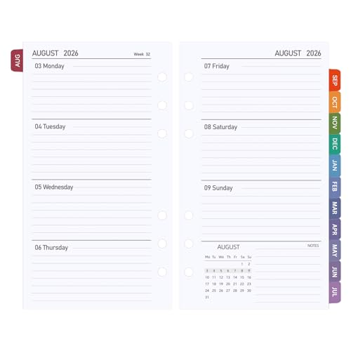 Academic Diary 2026 2027 Refill Personal Size Week to View 95 x 171 mm