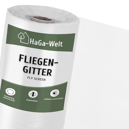 HaGa Fliegengitter 150cm Breite x 5m Länge – Insektenschutz Fenster – Reißfest, UV-beständig, Zuschneidbar 100% PES – Moskitonetz & Mückenschutz – Fliegennetz
