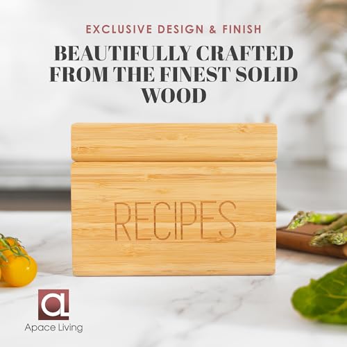 Apace Living Recipe Box with 50 Recipe Cards and Dividers - Vintage Style Sapele Wood 4x6 Recipe Holder Card Box - Exclusively from the Premier Collection - Fits 240 Cards - Thumbnail 5