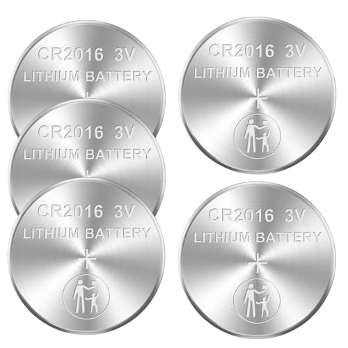 messule 3V Lithium Batteries CR2016 5 Pack – Button Cell 2016 Batteries – Lithium CR2016 3 Volt Coin Battery – Alkaline 2016 Battery Replacement for Watch Key Fob Computers-10 Year Shelf Life