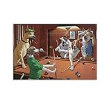 IEJDA Poster, Motiv: Hip-Hop-Hund, Spielender Billard, Anime-Poster, dekoratives Gemälde, Leinwand, Wandkunst, Wohnzimmer, Poster, Schlafzimmer, Gemälde, 40 x 60 cm