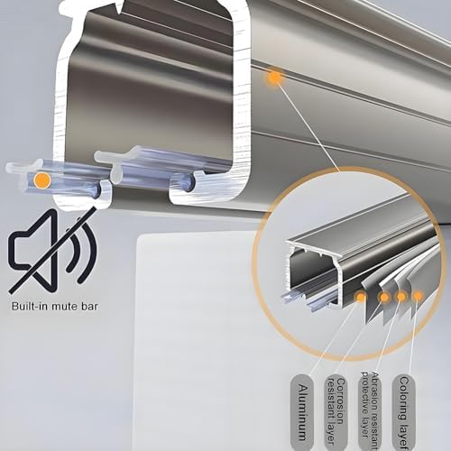 Ceiling Mount Curtain Rod 1.64ft-19.7ft, Room Divider Curtain Track, Aluminum Alloy Curtain Rail Wall Mount, Silent Sliding Curtain Track with Clips(460cm(15.1ft))