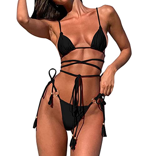 Women Sexy Criss Cross Wrap Micro Bikini 2 Piece Lace Up String Thong Swimsuit Bathing Suit