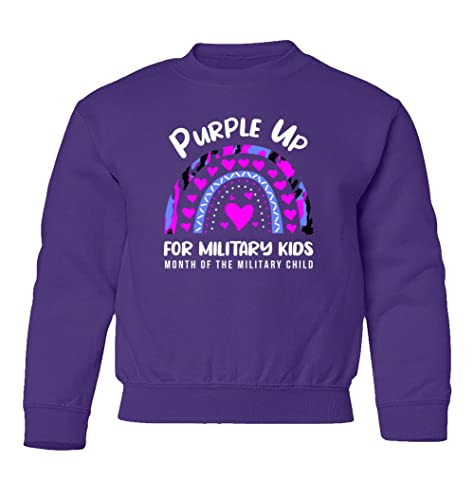 Purple Up Month of Military Child Kids Youth Crewneck Sweater