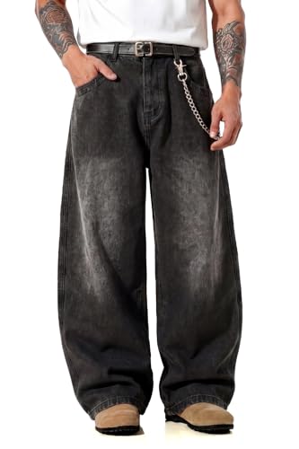 Image of GINGTTO Men's Baggy Barrel Jeans Wide Leg Y2K Denim Pants | Loose Fit Streetwear Casual Hip Hop Skater Vintage Style