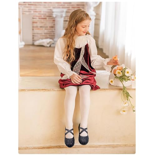 Girls Mary Jane Dress Shoes Rhinestone Dress Shoes Slip On Girl Ballet Flats for Wedding Party, Christmas（Little Kid/Big Kid）2