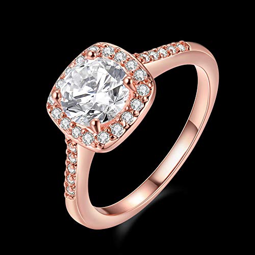 Women's CZ Crystal Square Engagement Rings Best Promise Rings Wedding Bands for Women KR002-2D4