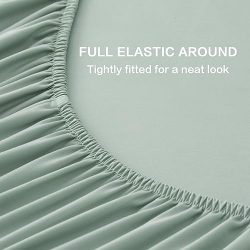Image of Andency Sage Green King Sheets Set 100% Viscose Derived from Bamboo | Cooling Summer Sheets, Deep Pocket Up to 16 inch, Silky Soft Hotel Luxury Breathable Bedding Sheets & Pillowcases