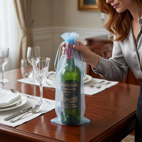 Bolsa de regalo de vino de vacaciones y comuniones con cierre ajustable 4