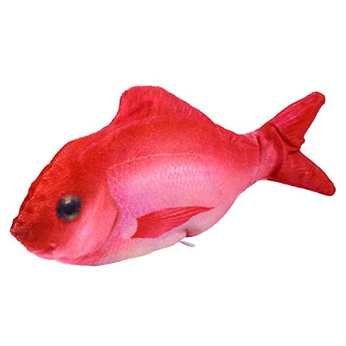 Kisangel Brinquedo de peixe vermelho elétrico em movimento de 30 cm, brinquedo interativo com luz