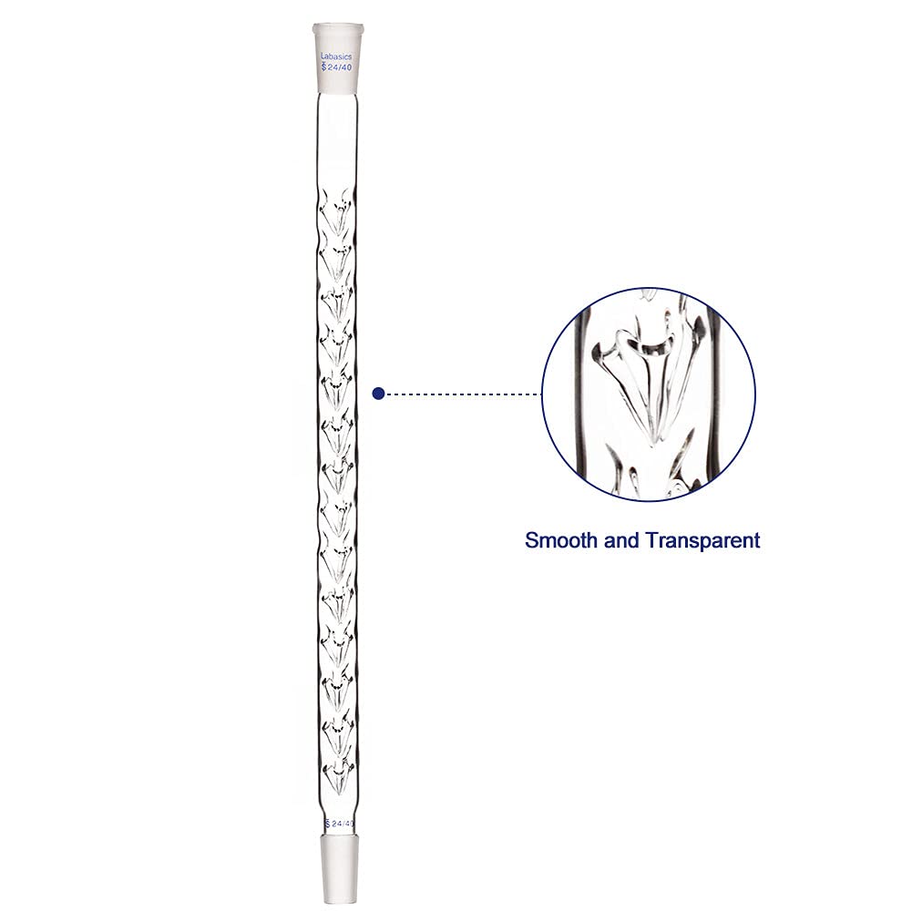 Labasics Colonna Di distillazione Vigreux, 24/40 400 mm Lunghezza Vetro Borosilicato Frazionario Colonna di Distillazione Colonna Vigreux con Rientranze per Laboratorio