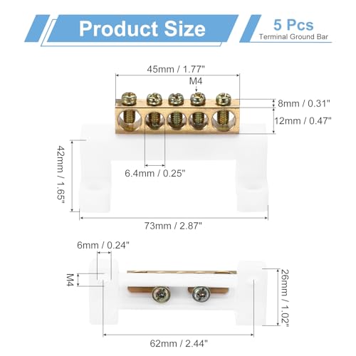 Bornes de terre en laiton 8x12mm MECCANIXITY pour boîtier