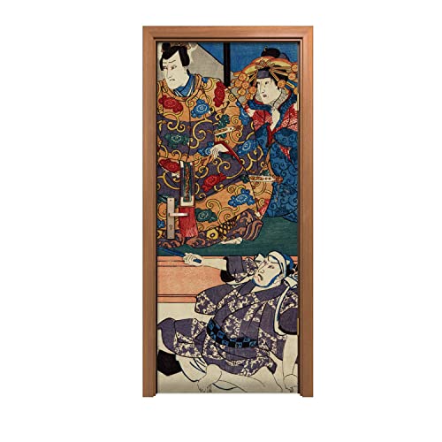Autocollant de porte 90x200cm Asiatique traditionnel Coloray pour déco murale - 2