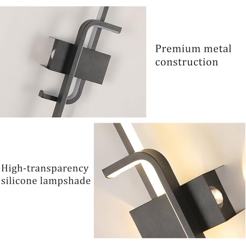 Aplique de pared LED de 60cm con mando regulable en aluminio negro 4