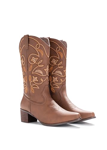 Image of IUV Cowboy Boots For Women Pointy Toe Women's Western Boots Cowgirl Boots Mid Calf Boots