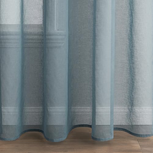 EMEMA Gardinen Vorhänge mit Kräuselband 2er Set B140xH175cm Staubiges Blau – Ansicht 5