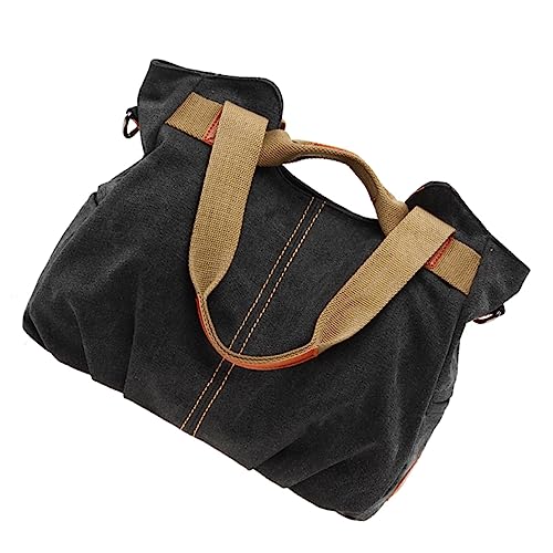 Sac à main toile noire rétro cabas Healeved grand format polyvalent