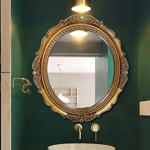 Miroir doré antique décoratif ovale pour sublimer l'ambiance de votre chambre