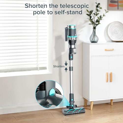 Image of Belife BVC11 Cordless Vacuum Cleaner, 450W 38Kpa Stick Vacuum with 50 mins runtime, 13000RPM Burshless Motor, Powerful Vacuum Cleaners for Home Hardwood Floor pet Hair Carpet (Blue)