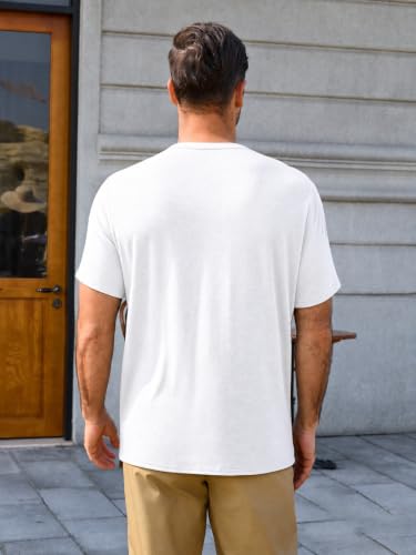 Runcati Herren T-Shirt Sommer Kurzarm Henley Shirt Männer V-Ausschnitt Einfarbig Oberteile Lässige Tops Leicht Basic Tshirts mit Knopfleiste – Bild 5