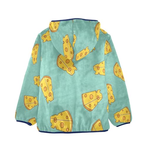 Cheese Slices on Light Blue Toddler Fleece Jacket Girl Boys Hooded Fleece Jacket Coat Warm Outwear Zip-up 3-10T2