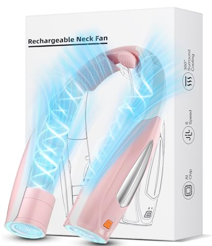 Image of Hionly AI Neck Fan, 6 Speeds Adjustable Portable Personal Fan Rechargeable, 6000 mAh Battery Faster Cooling Wearable, Ultra Quiet for Home, Office, Travel, Outdoor