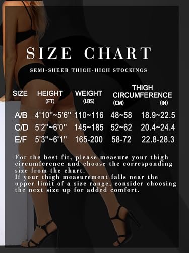 Image of HONENNA Semi Sheer Stay Up Lingerie Thigh High Stockings Lace Top Size A-F