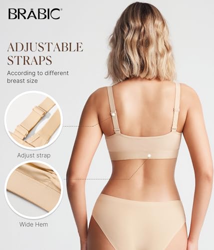 BRABIC Wireless Bras for Women Full Coverage Comfortable No Underwire Everyday Bras Comfort V Neck Push Up Bralettes4