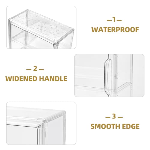 Image of 3 Tier Display Case for Collectibles,Clear Display Box with 2 Movable Plates ,Storage Container with Magnetic Door (Large 1 Pack)
